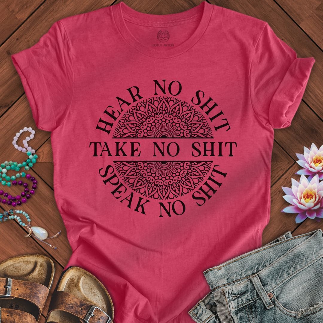 Take No Shit Tee Heather Raspberry