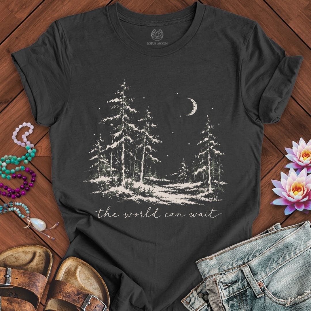 The World Can Wait Tee Dark Grey Heather