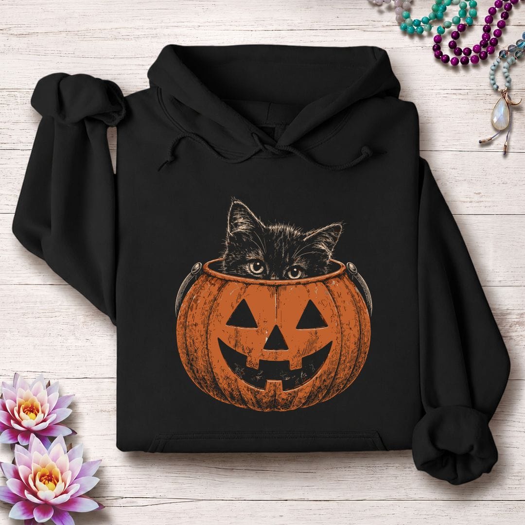 Trick-or-Treat Kitten Hoodie Black
