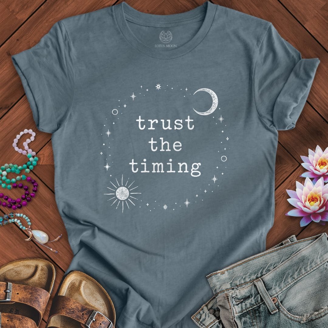 Printify T-Shirt Trust The Timing Tee Heather Slate / S
