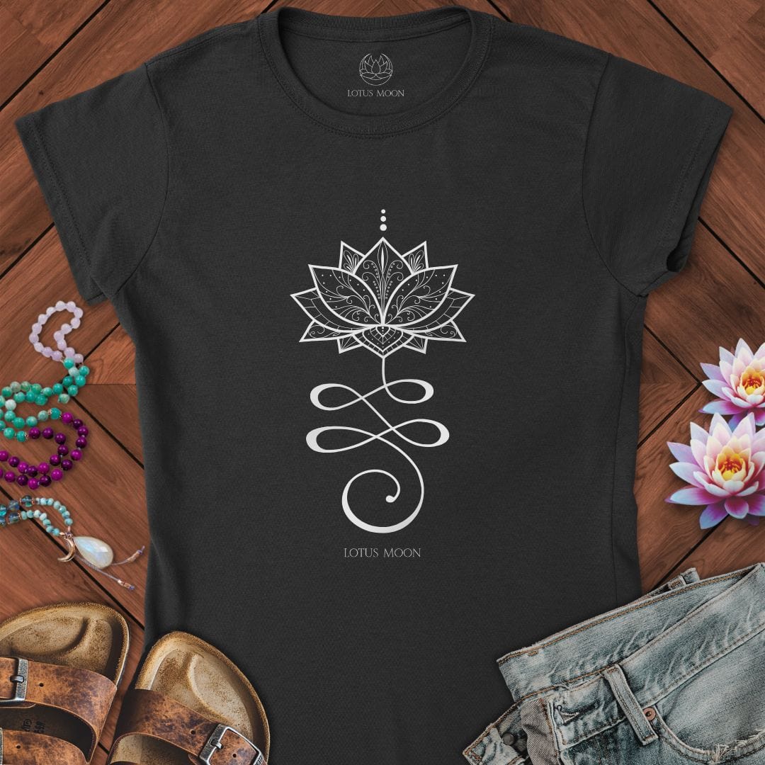 Unalome Lotus Fitted Tee Black