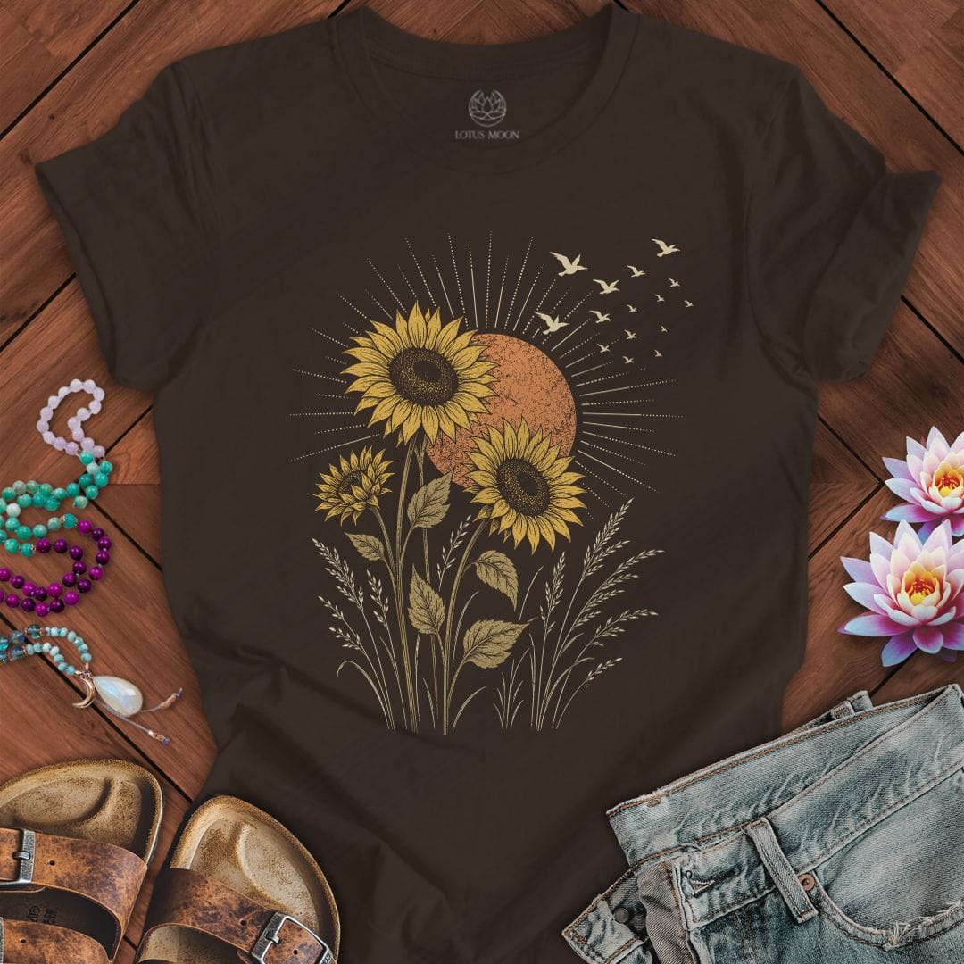 Vintage Sunflower Tee Brown