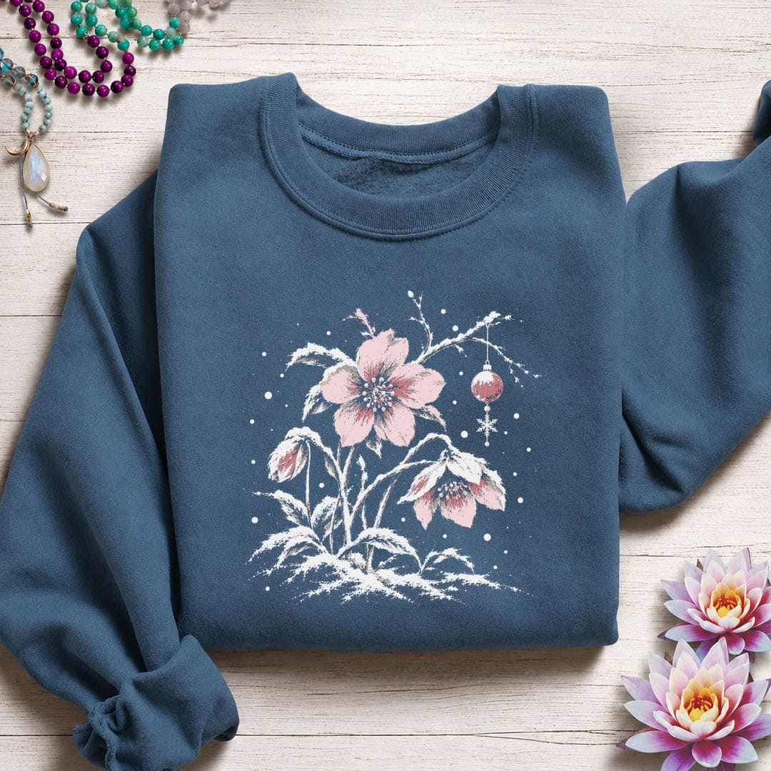 Winter Hellebore Sweatshirt Indigo Blue