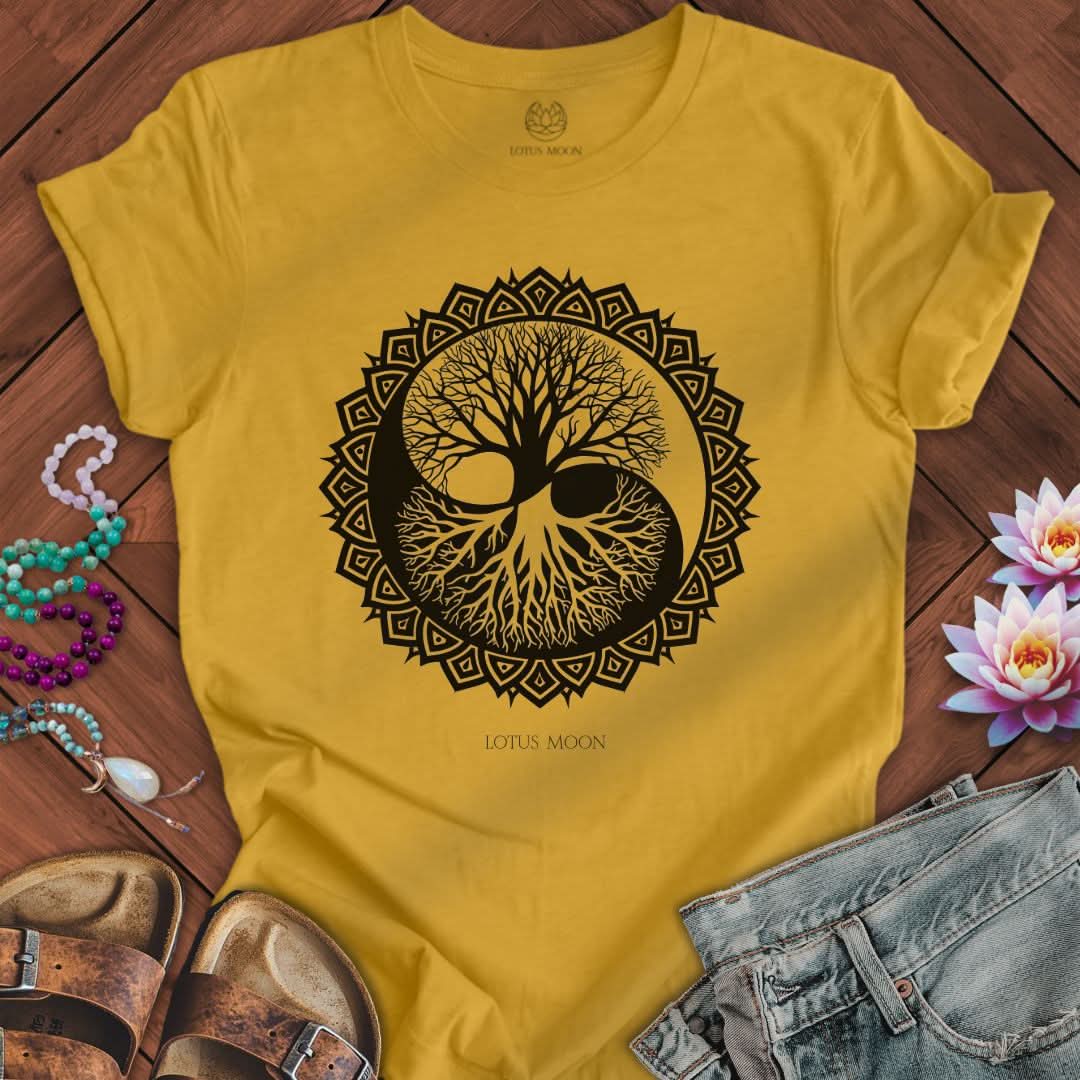 Yin Yang Tree of Life Tee Heather Mustard