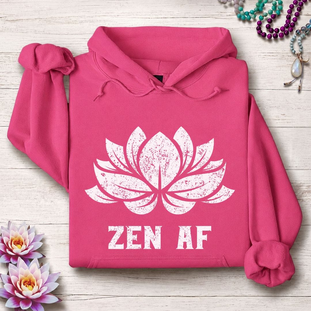 Printify Hoodie Zen AF Lotus Hoodie Heliconia / S