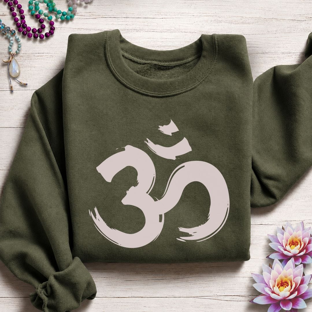 Brushstroke Om Sweatshirt Military Green