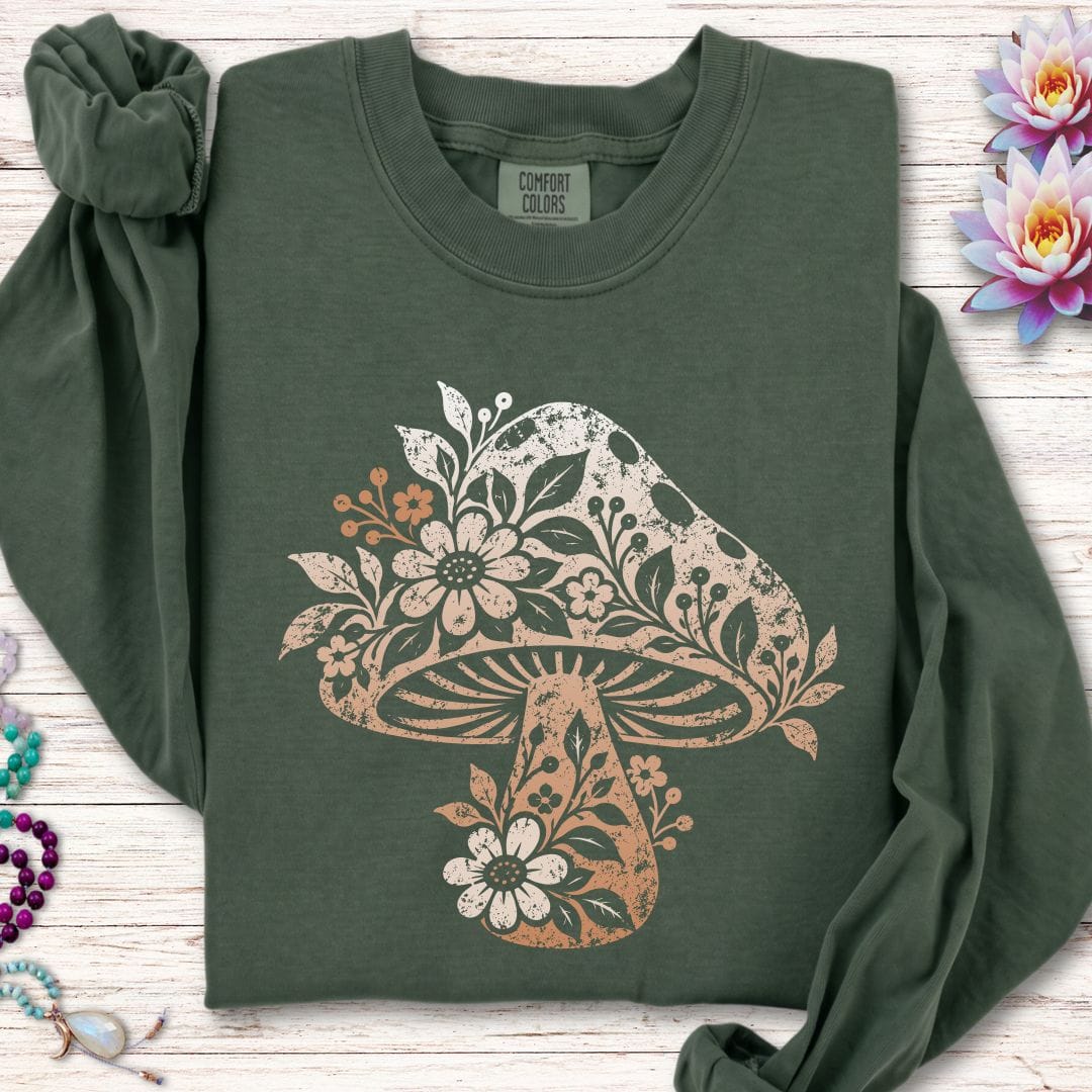 Vintage Floral Mushroom Long Sleeve Tee