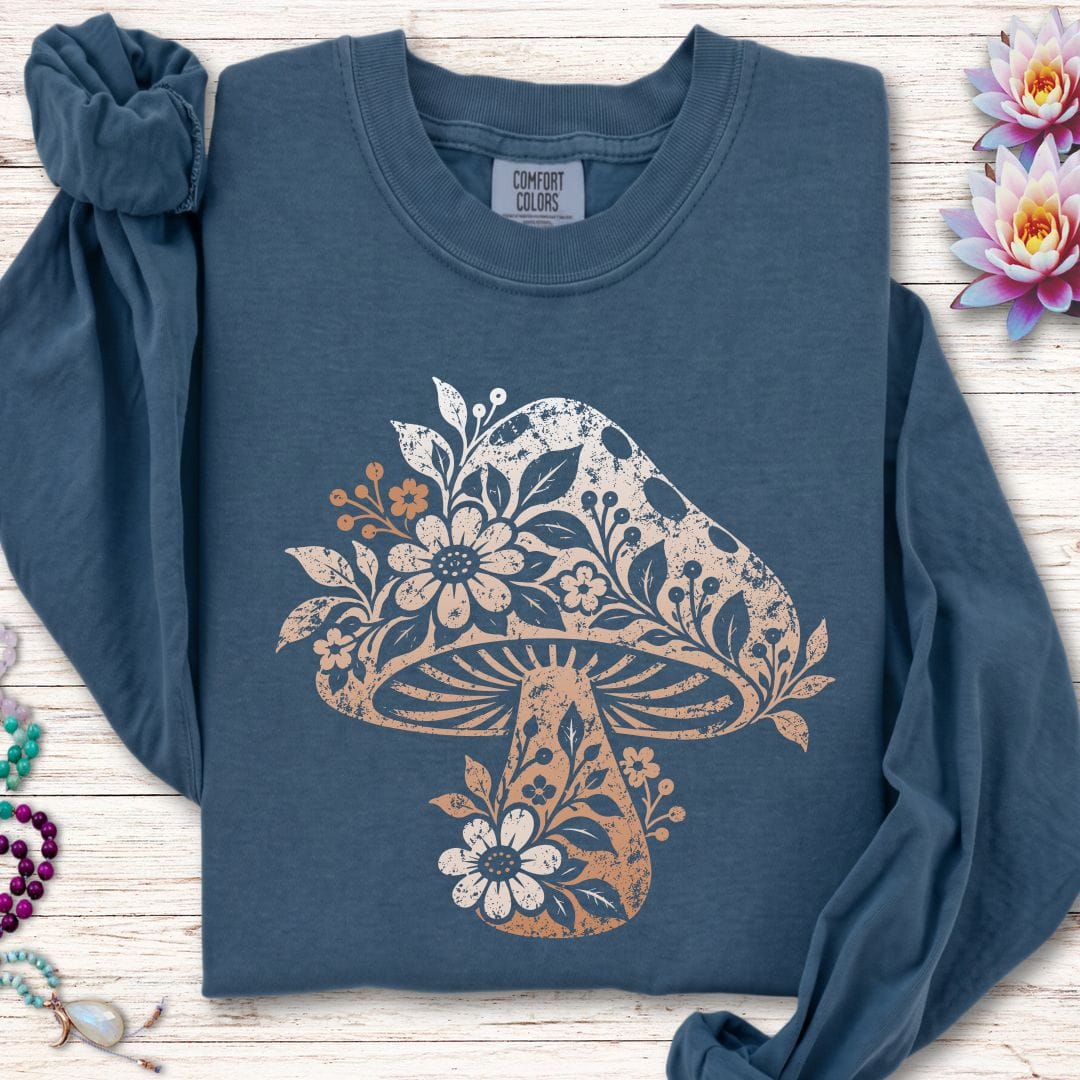 Vintage Floral Mushroom Long Sleeve Tee