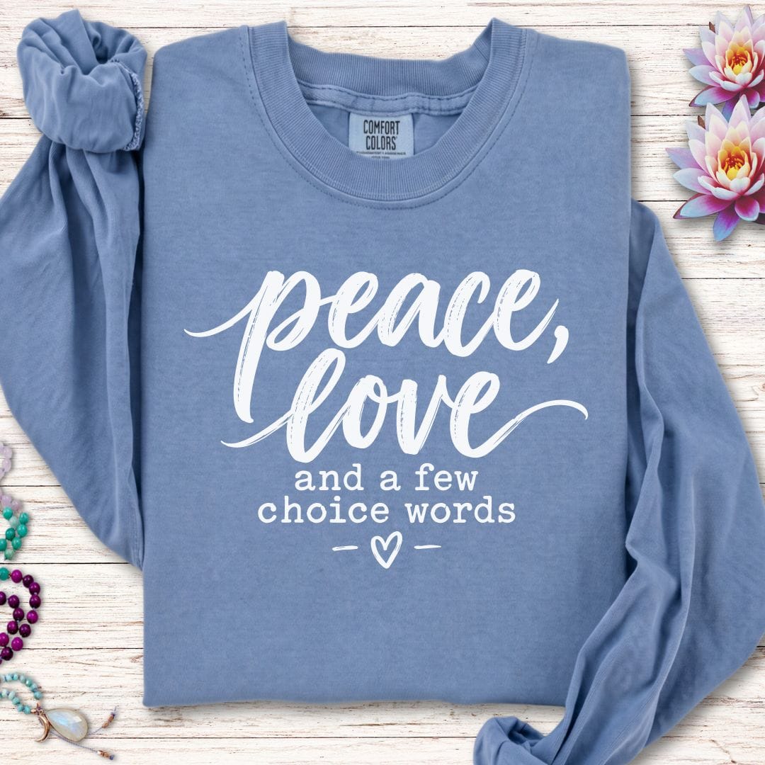 Printify Long-sleeve A Few Choice Words Long Sleeve Tee Blue Jean / S