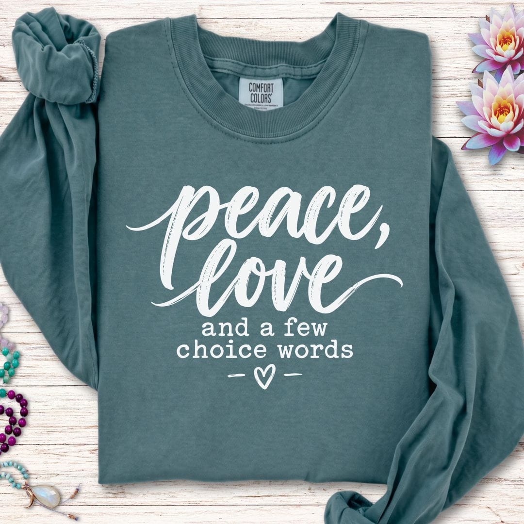Printify Long-sleeve A Few Choice Words Long Sleeve Tee Blue Spruce / S