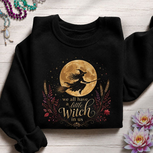 Printify Sweatshirt A Little Witch Sweatshirt Black / S