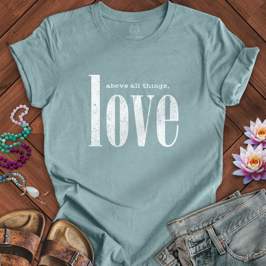 Above All Things Tee Heather Blue Lagoon