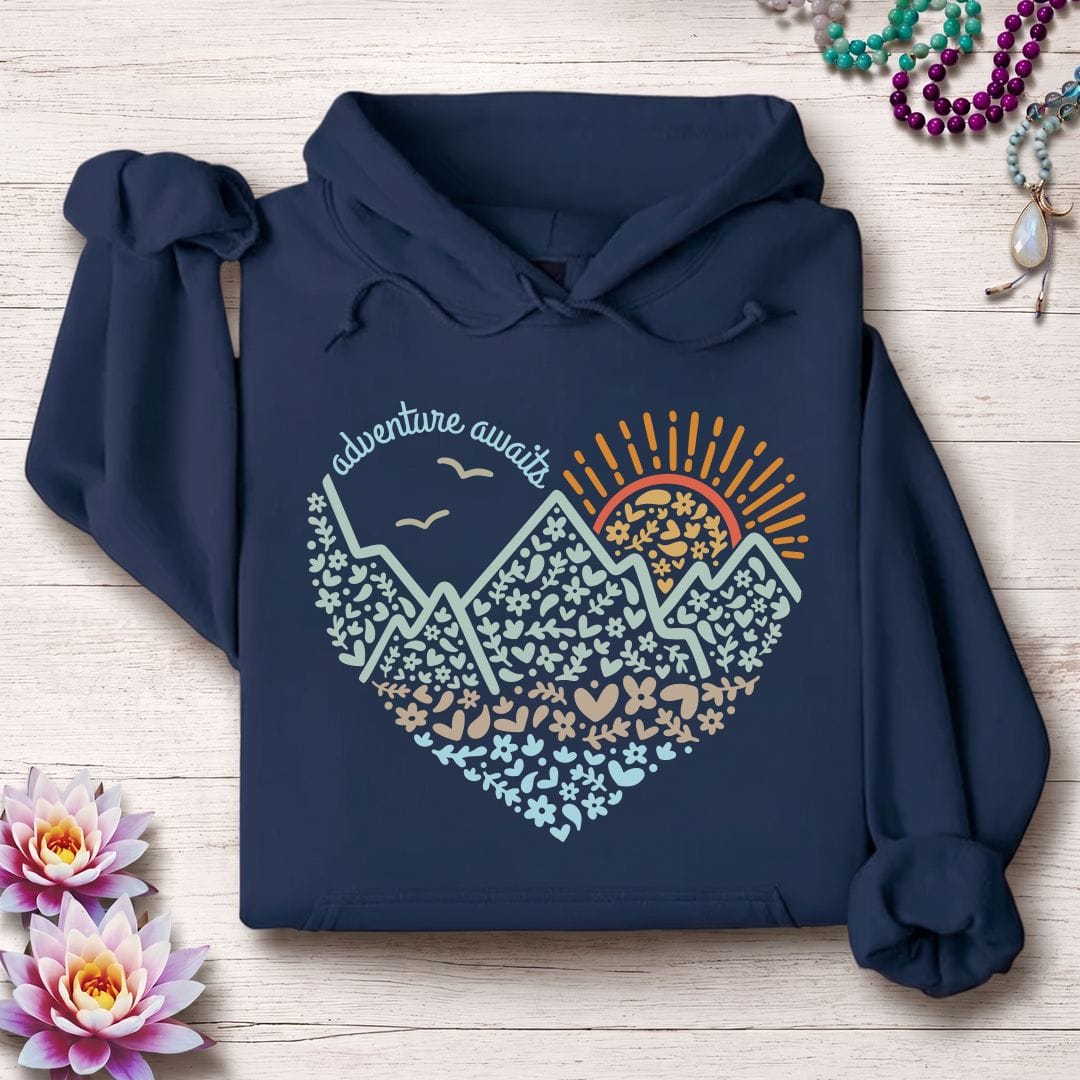 Printify Hoodie Adventure Awaits Hoodie Navy / S