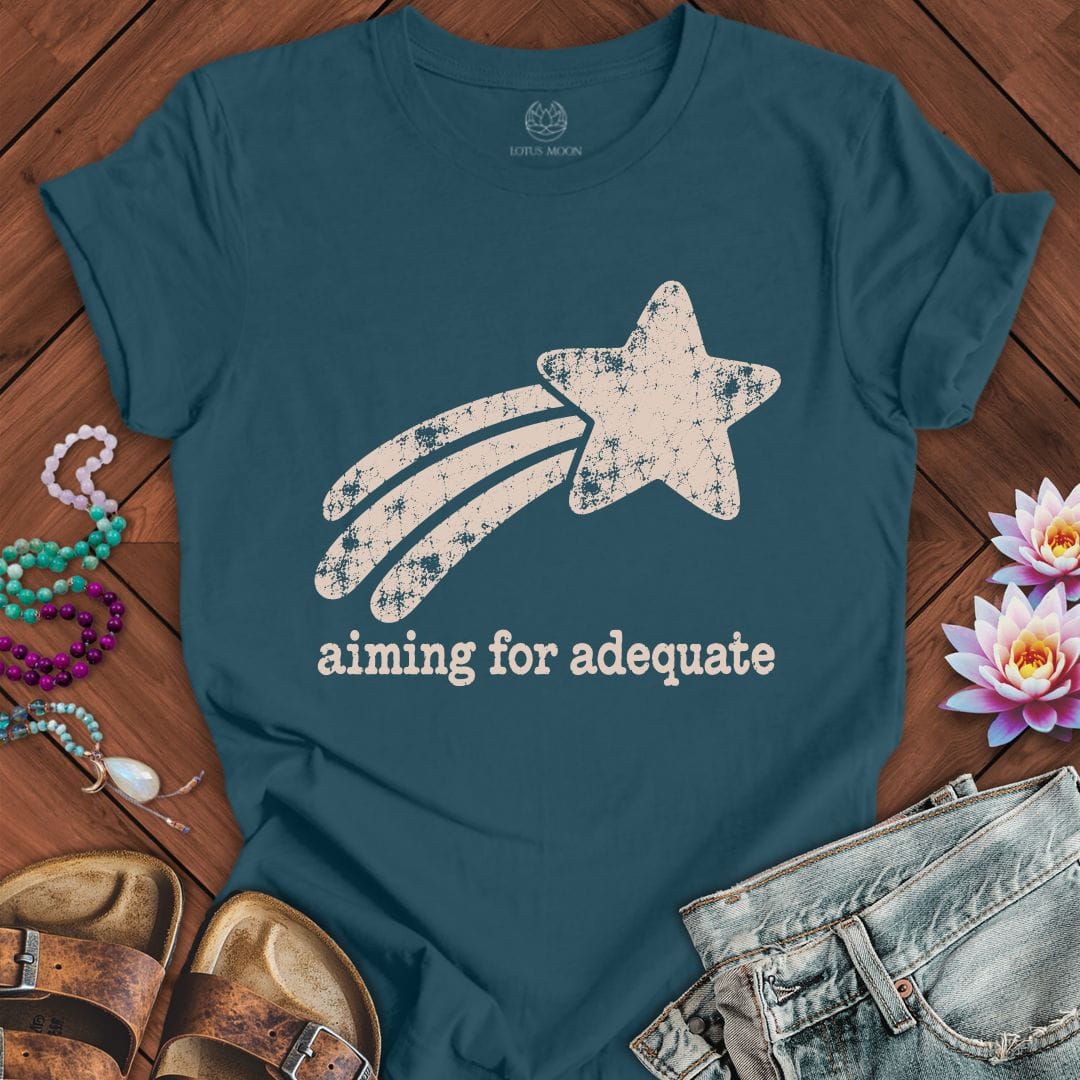 Printify T-Shirt Aiming For Adequate Tee Deep Teal / S