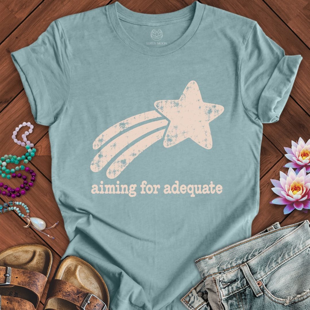 Printify T-Shirt Aiming For Adequate Tee Heather Blue Lagoon / S