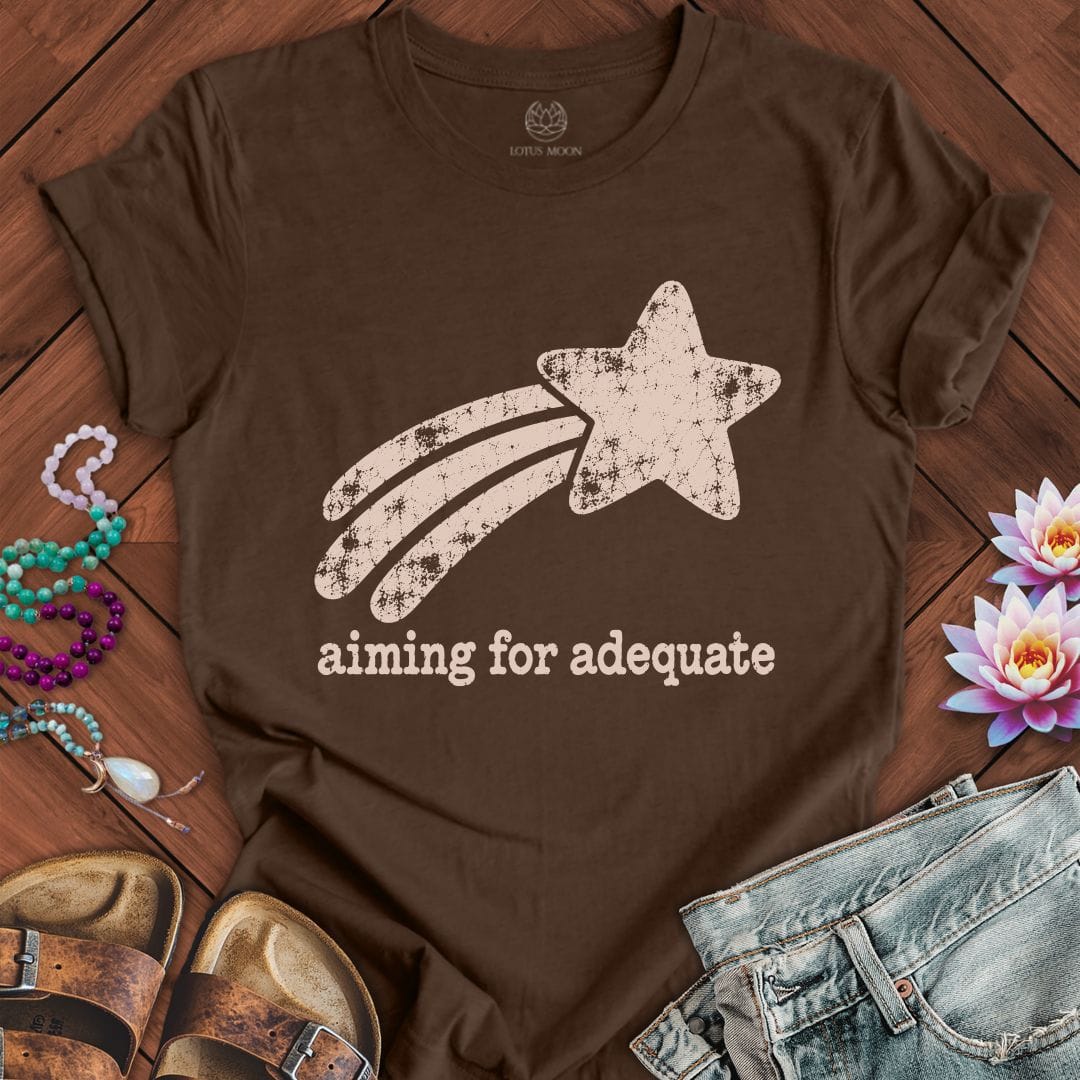 Printify T-Shirt Aiming For Adequate Tee Heather Brown / S
