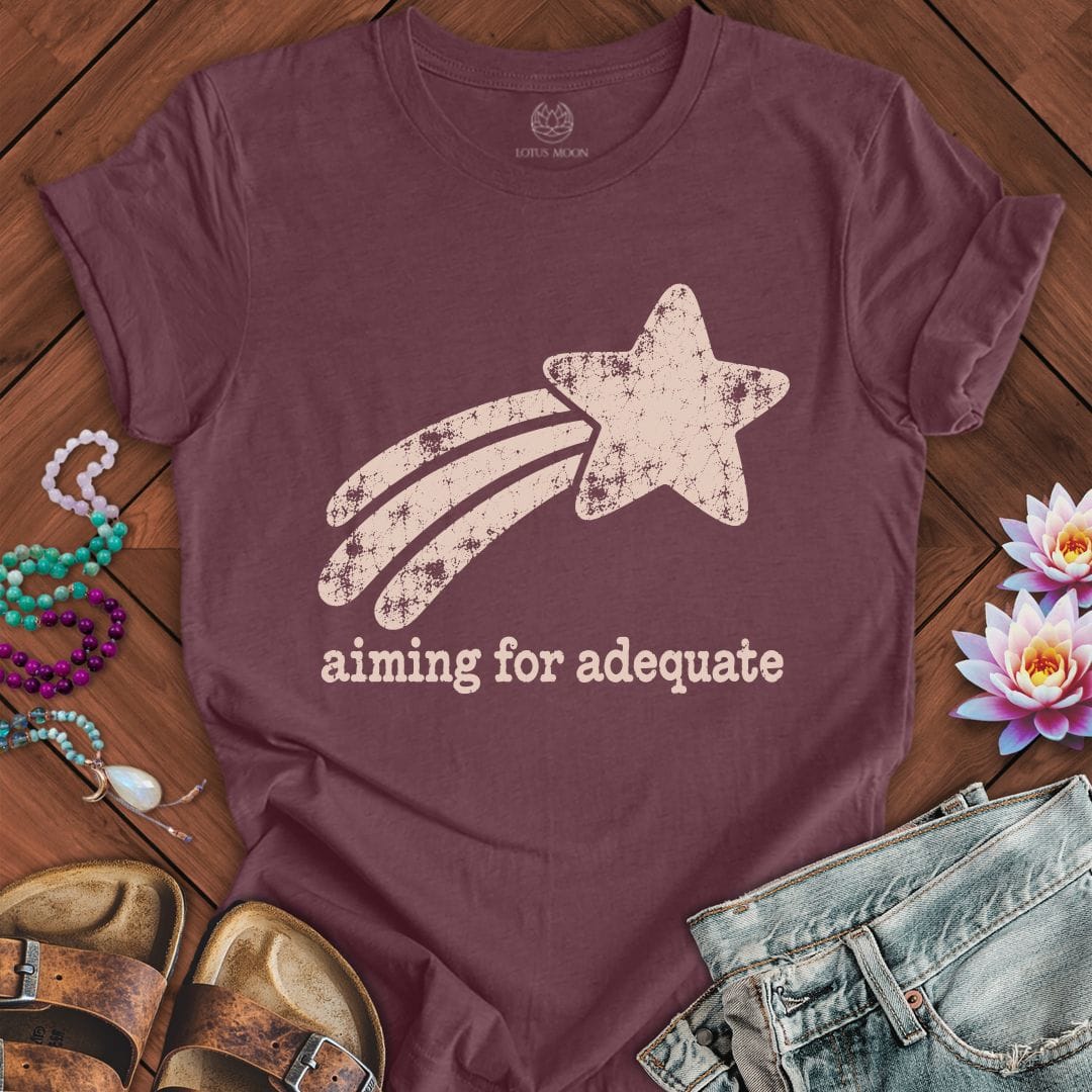 Printify T-Shirt Aiming For Adequate Tee Heather Maroon / S