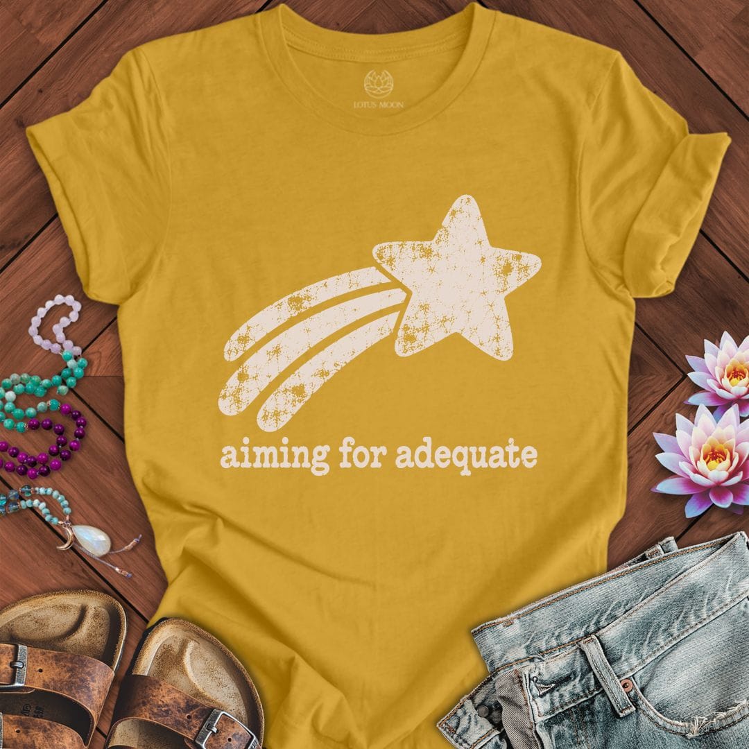 Printify T-Shirt Aiming For Adequate Tee Heather Mustard / S
