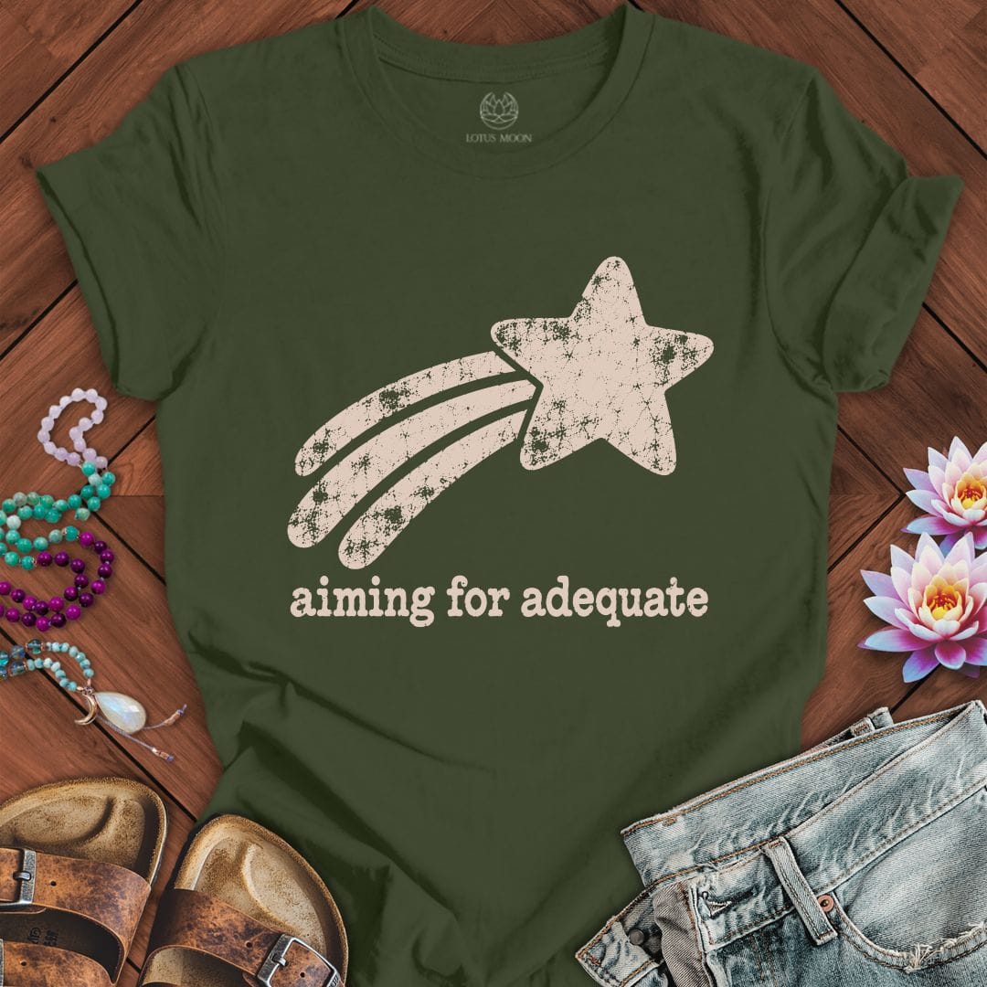 Printify T-Shirt Aiming For Adequate Tee Military Green / S