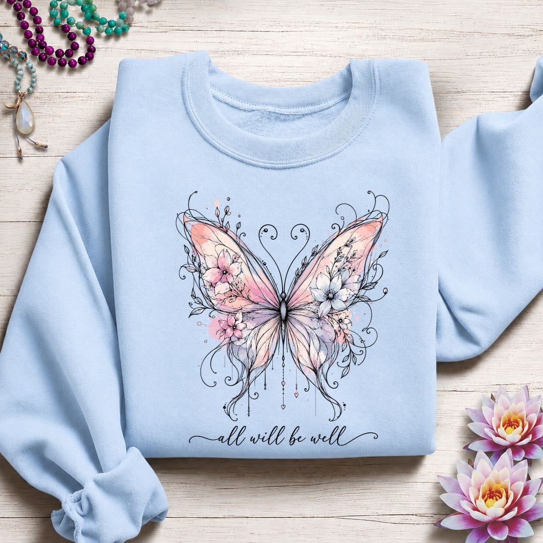 Printify Sweatshirt All Will Be Well Sweatshirt Light Blue / S