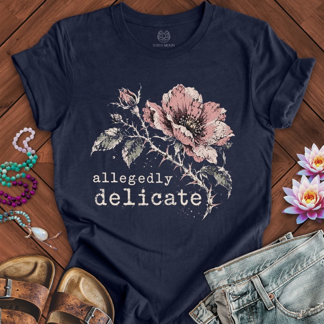 Printify T-Shirt Allegedly Delicate Tee Heather Midnight Navy / S