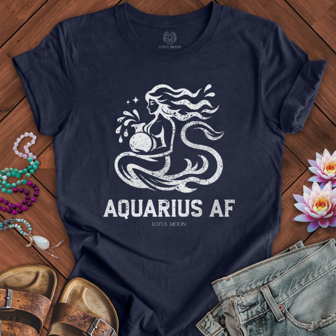 Lotus Moon Co. T-Shirt Aquarius AF Tee Heather Midnight Navy / S