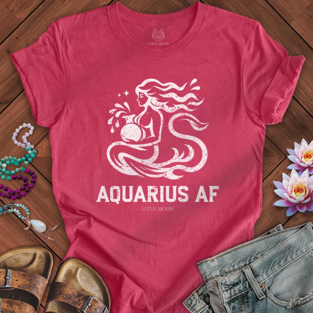 Lotus Moon Co. T-Shirt Aquarius AF Tee Heather Raspberry / S