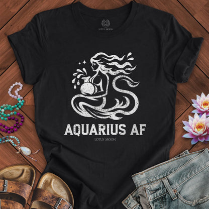 Lotus Moon Co. T-Shirt Aquarius AF Tee Solid Black Blend / S