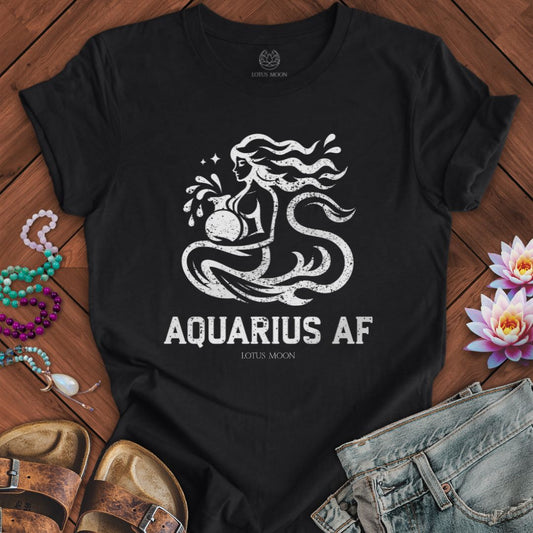 Lotus Moon Co. T-Shirt Aquarius AF Tee Solid Black Blend / S