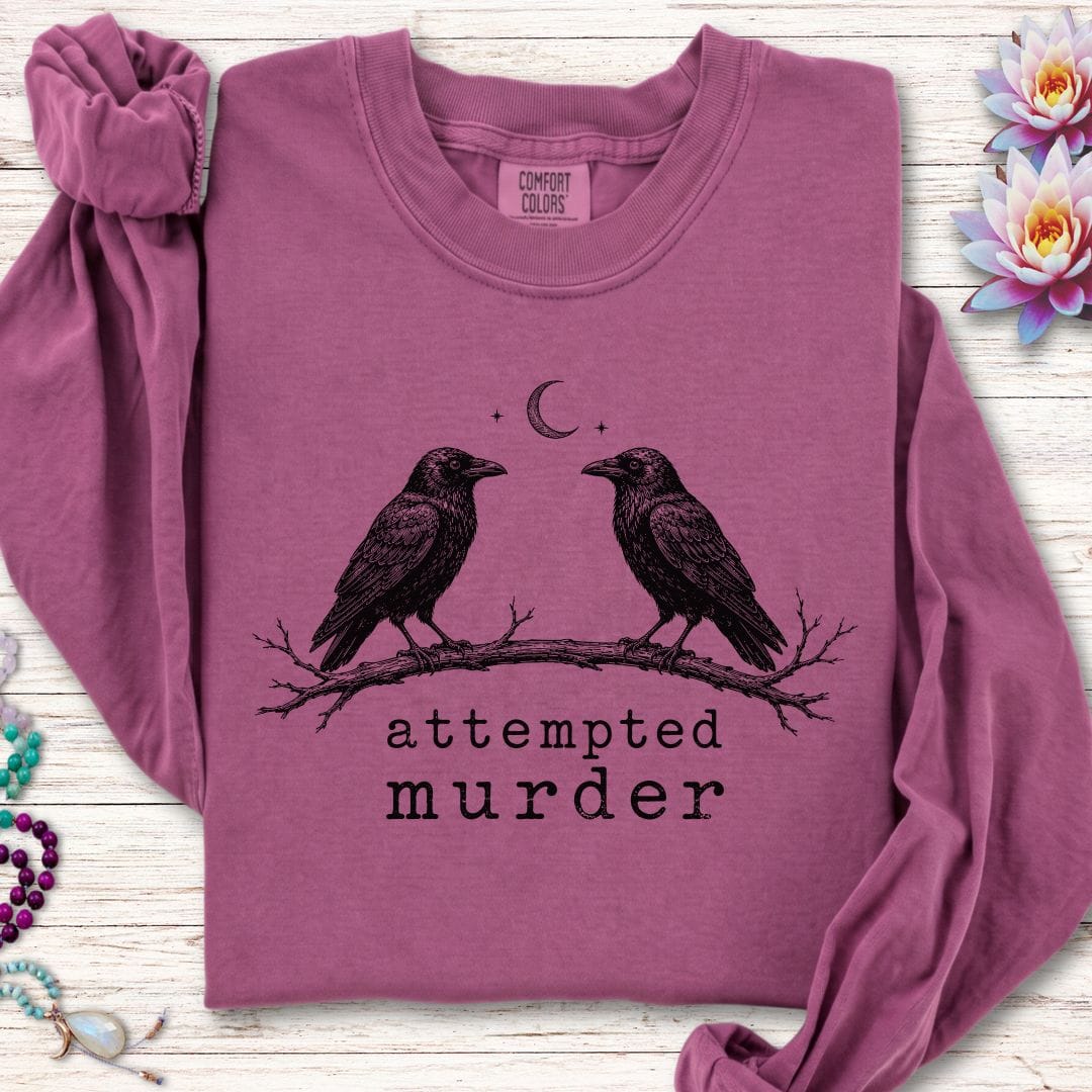 Printify Long-sleeve Attempted Murder Long Sleeve Tee Berry / S