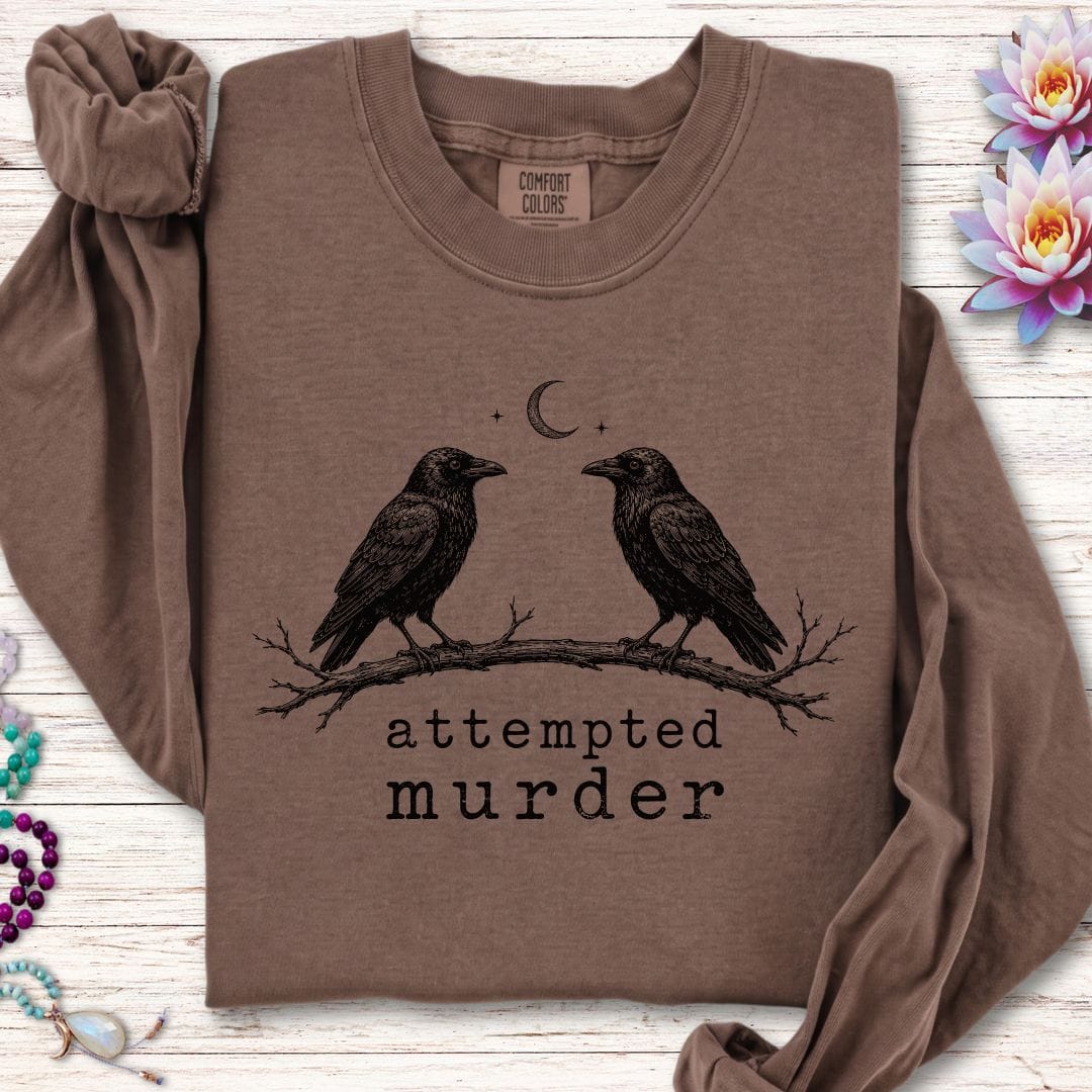 Printify Long-sleeve Attempted Murder Long Sleeve Tee Espresso / S