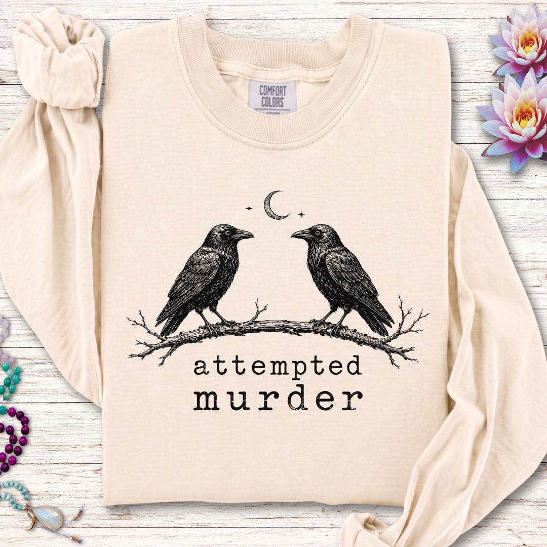 Printify Long-sleeve Attempted Murder Long Sleeve Tee Ivory / S