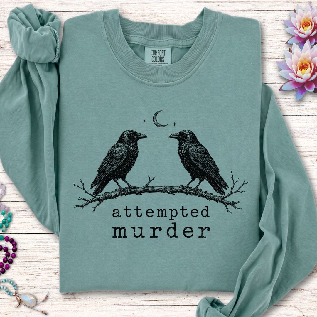 Printify Long-sleeve Attempted Murder Long Sleeve Tee Light Green / S