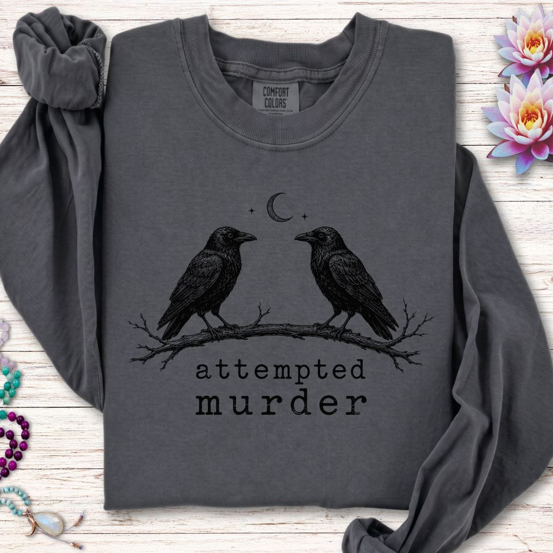 Printify Long-sleeve Attempted Murder Long Sleeve Tee Pepper / S
