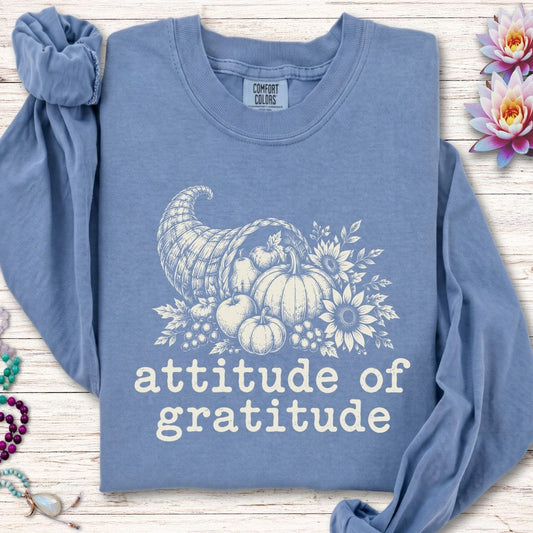 Attitude Of Gratitude Long Sleeve Tee Blue Jean