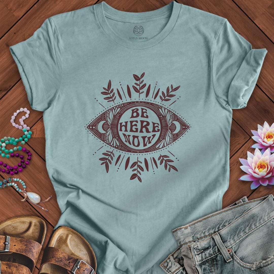 Be Here Now Tee Heather Blue Lagoon