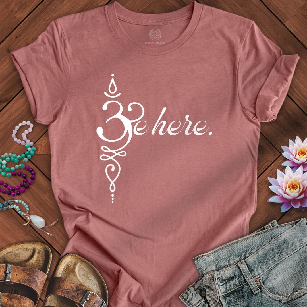 Be Here Om Tee Heather Mauve