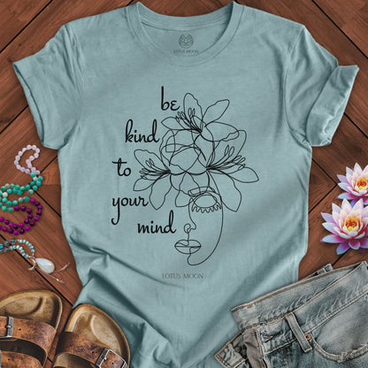 Be Kind To Your Mind Tee Heather Blue Lagoon