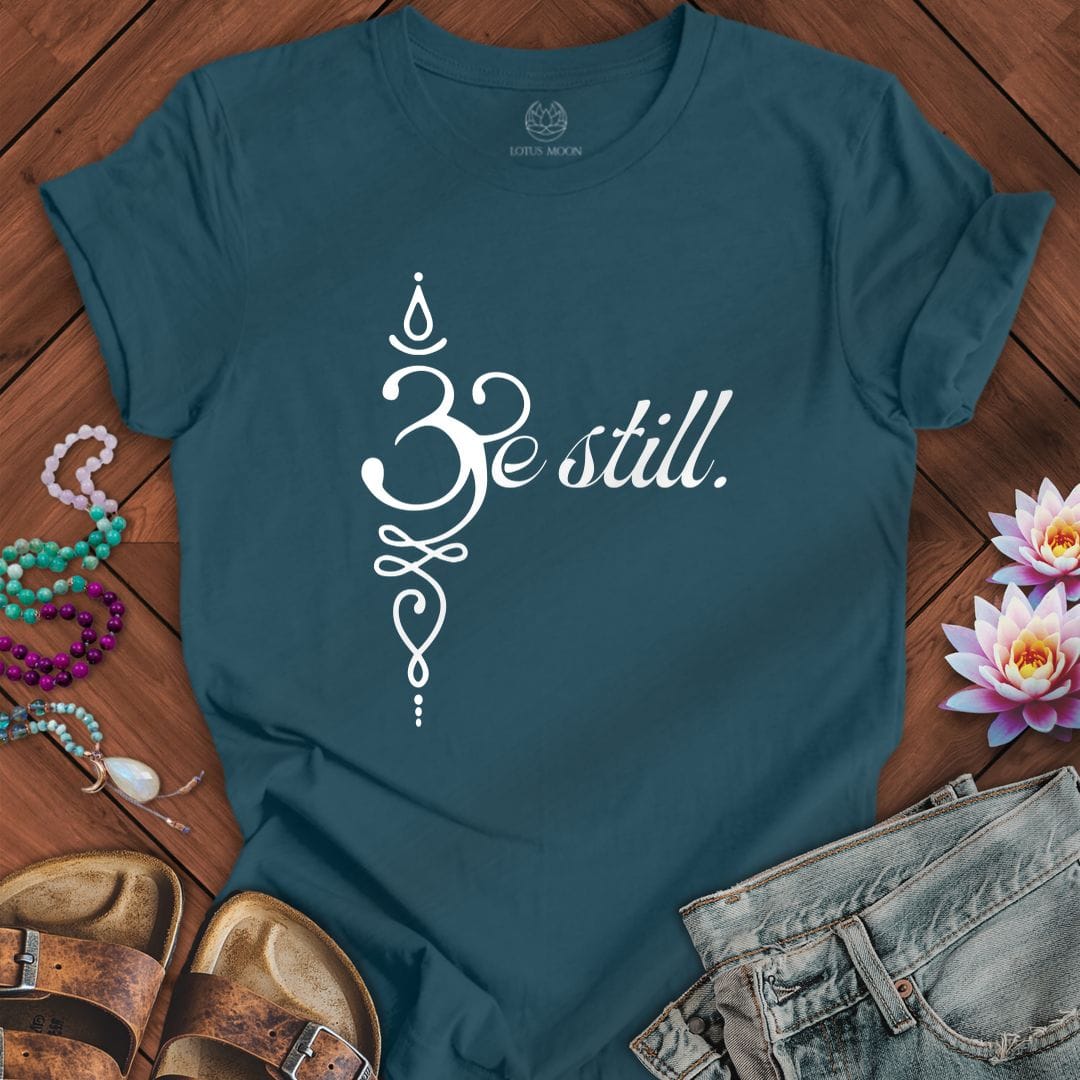 Be Still Om Tee Deep Teal