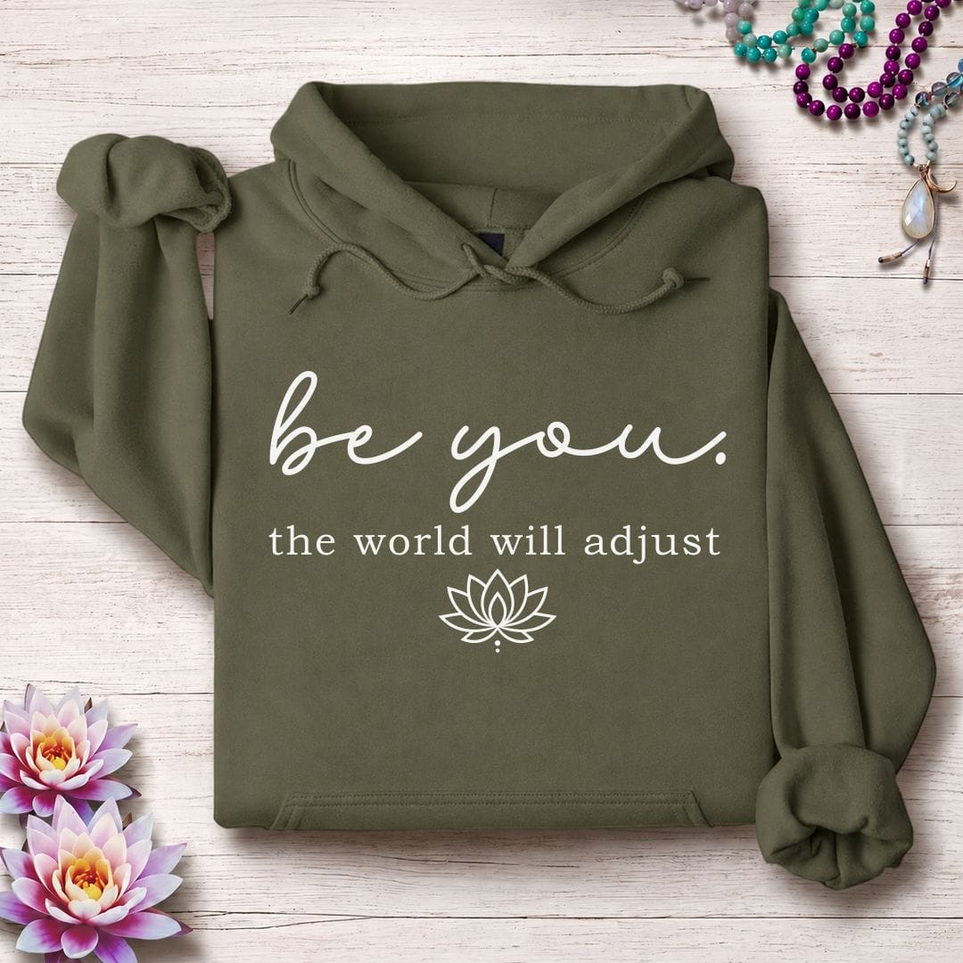 Printify Hoodie Be You Lotus Hoodie Military Green / S