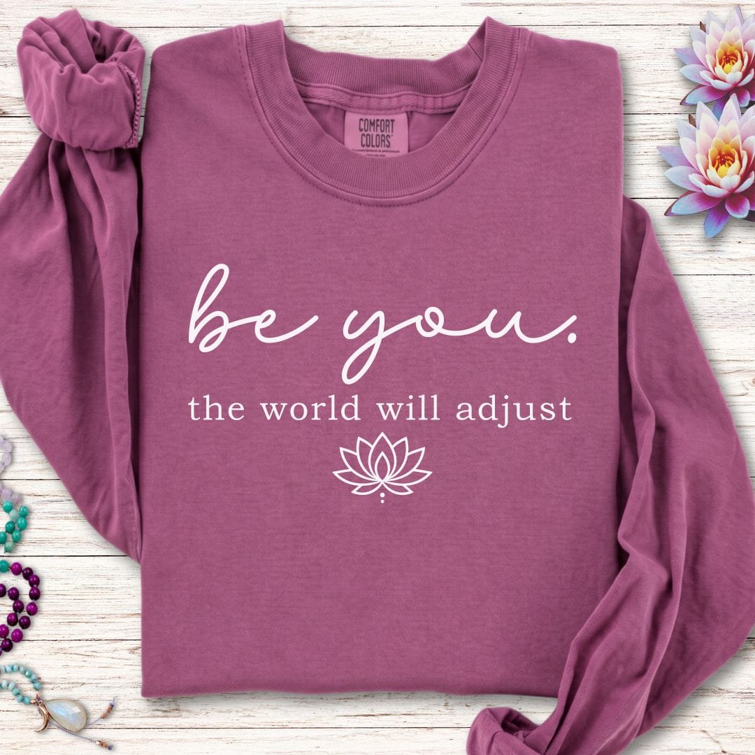 Printify Long-sleeve Be You Lotus Long Sleeve Tee Berry / S