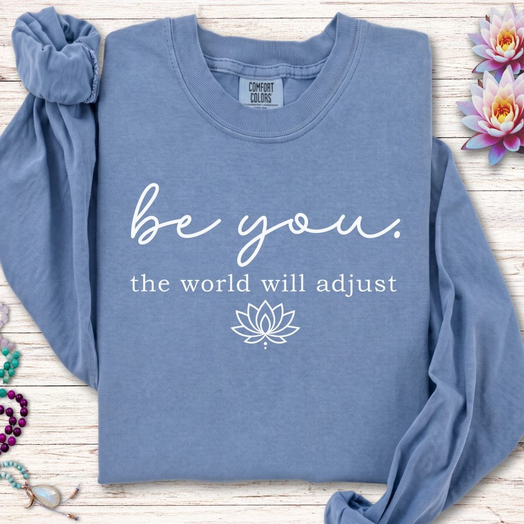 Printify Long-sleeve Be You Lotus Long Sleeve Tee Blue Jean / S