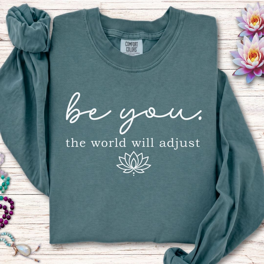 Printify Long-sleeve Be You Lotus Long Sleeve Tee Blue Spruce / S