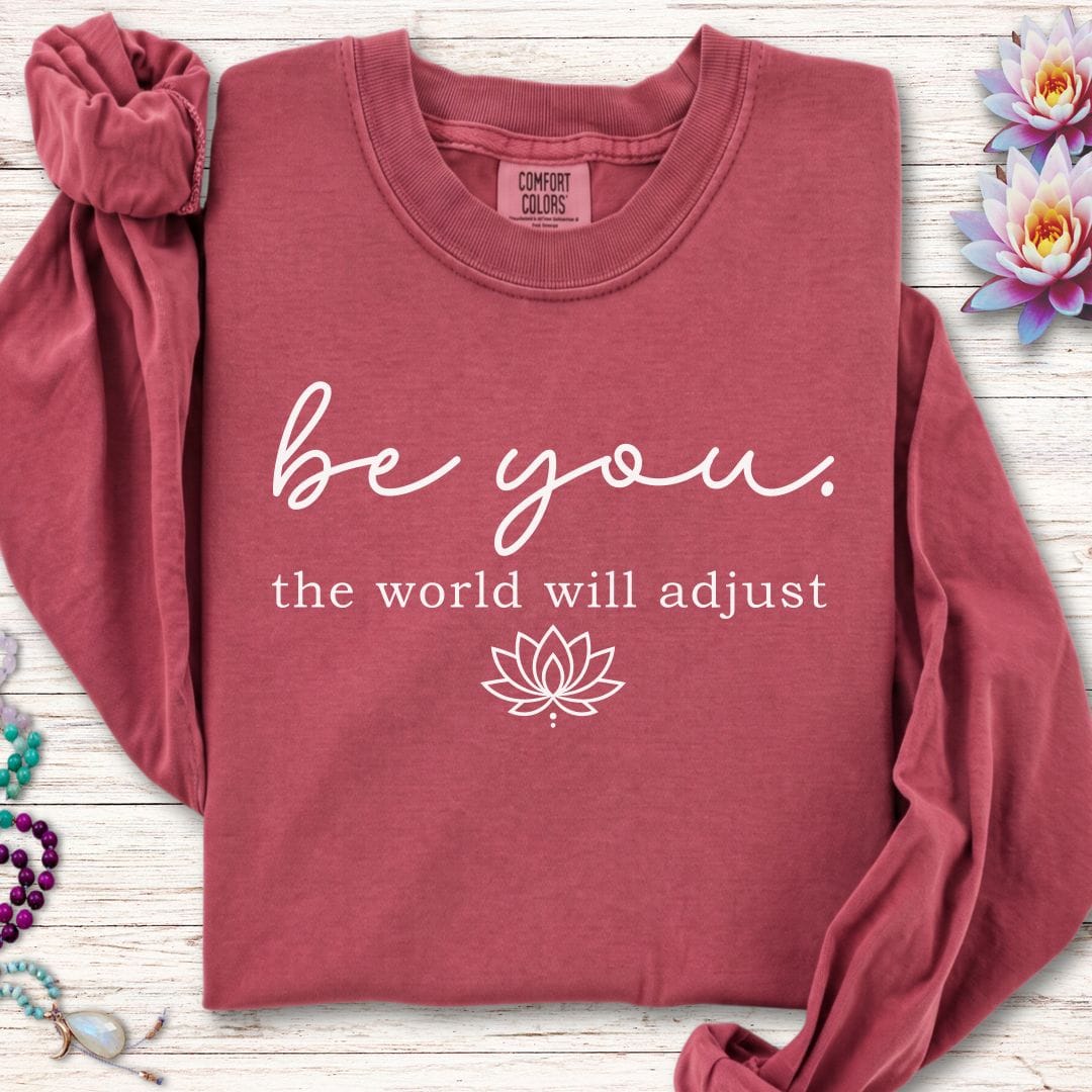 Printify Long-sleeve Be You Lotus Long Sleeve Tee Crimson / S