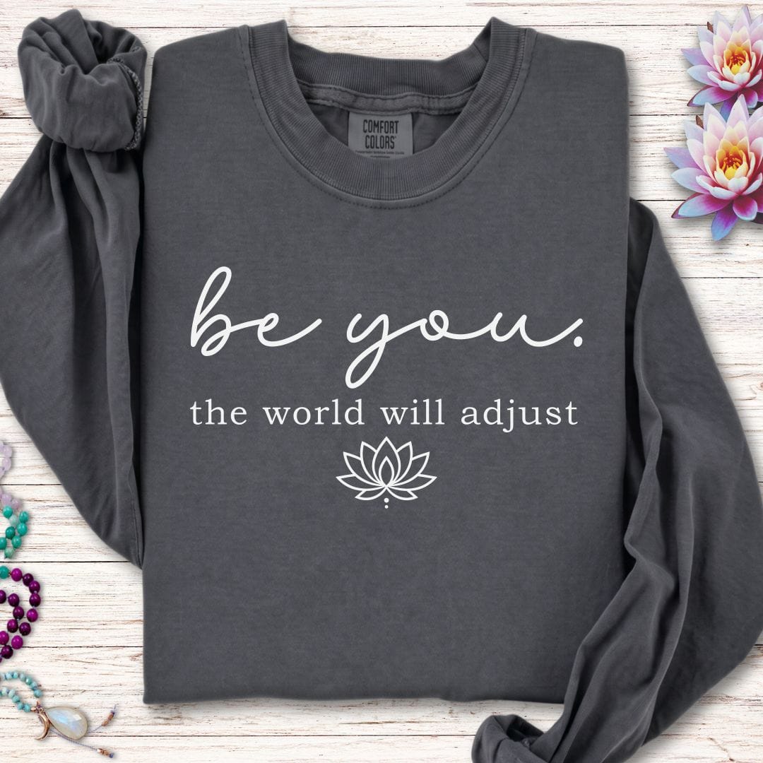 Printify Long-sleeve Be You Lotus Long Sleeve Tee Pepper / S