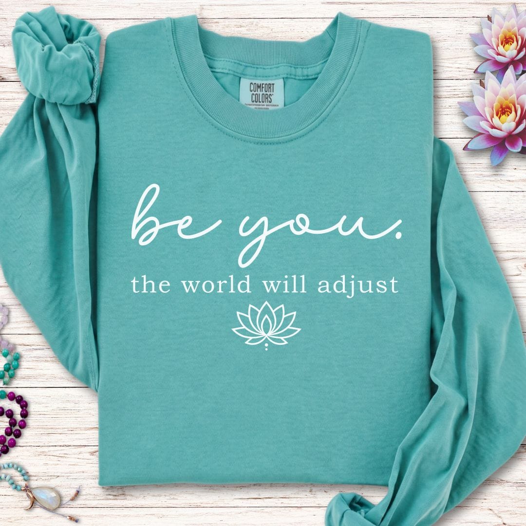 Printify Long-sleeve Be You Lotus Long Sleeve Tee Seafoam / S
