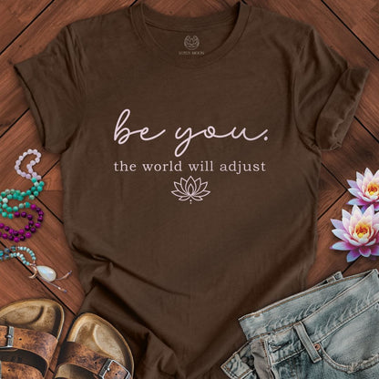 Printify T-Shirt Be You Lotus Tee Heather Brown / S