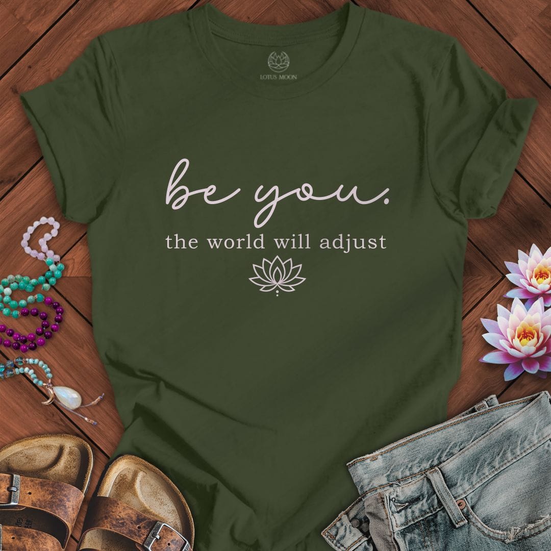 Printify T-Shirt Be You Lotus Tee Military Green / S