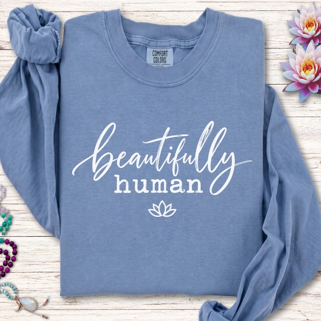 Beautifully Human Long Sleeve Tee Blue Jean