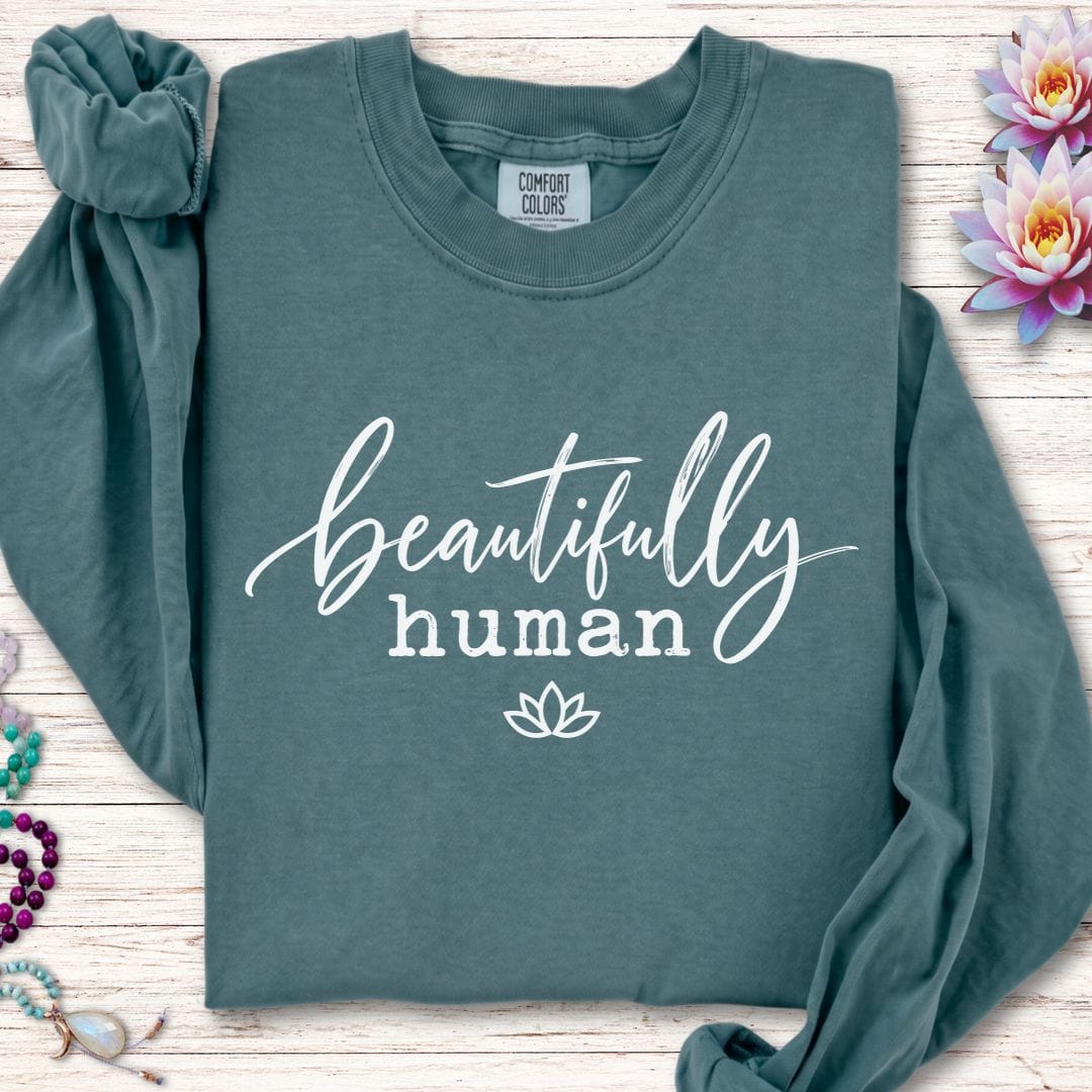 Beautifully Human Long Sleeve Tee Blue Spruce